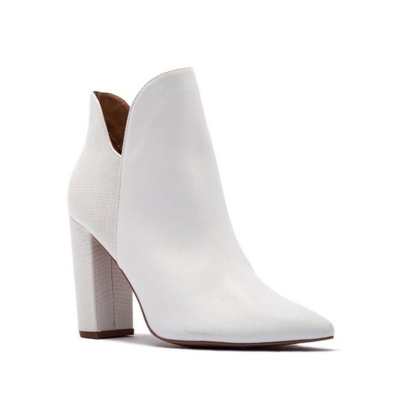 White Ankle Heeled Bootie - Picture 3 of 6